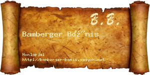 Bamberger Bónis névjegykártya